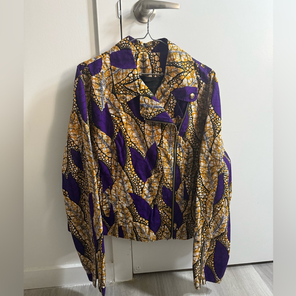 Vibrant Purple and Gold Patterned Jacket